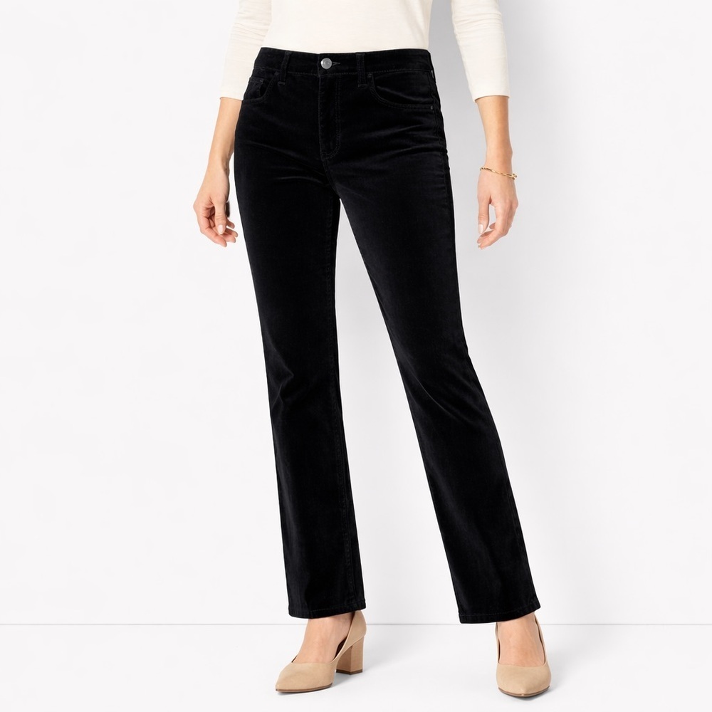 Talbots Petites Black Velvet Dress Pants Size 8 Stretch Five Pocket Classic Fit